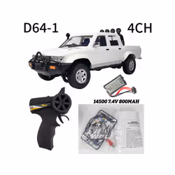 1/16 Scale RC Crawler WPL Truck RTR Off-Road Pick-up Car 2.4GH Remote Control RC Rock Crawler with LED - D64-1 White 4WD