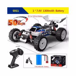 S911PRO 1:16 4WD RC Car Remote Control Cars High Speed Drift Brushless Monster Truck For Kids VS Wltoys - S911 50KM