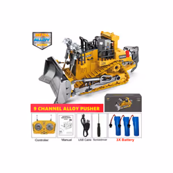RC Car Remote Control Excavator Crawler Tractor Bulldozer Engineering Dump Truck 2.4G Radio Construction - Bulldozer 3Battery
