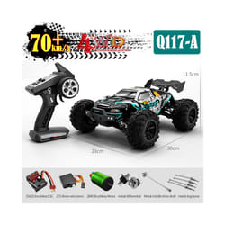 1:16 4WD RC Car 70KM/H With Led Lights 2.4G Inductor Remote Control Off-Road Cars High Speed Brushless - Q117-A-blue