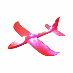 LED Foam Plane Hand Throw Glider Model Children's Outdoor Educational Toy Sport Glowing Toy Children's - full LED Red 48cm