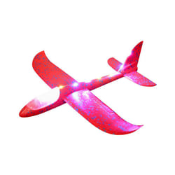 LED Foam Plane Hand Throw Glider Model Children's Outdoor Educational Toy Sport Glowing Toy Children's - full LED Red 48cm