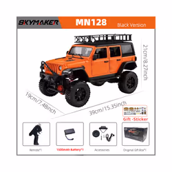 MN128 1/12 RC Car 4WD Jeep Model 2.4G Remote Control LED Light 4X4 Off Road 4WD Climbing RC Truck Electric - Orange-1B1500-ST ...