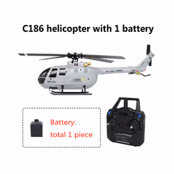 C186 Pro B105 2.4G RTF RC Helicopter 4 Ppropellers 6 Axis Electronic Gyroscope for Stabilization Remote - 1 Battery Gray