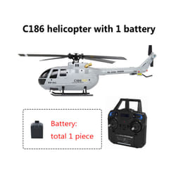C186 Pro B105 2.4G RTF RC Helicopter 4 Ppropellers 6 Axis Electronic Gyroscope for Stabilization Remote - 1 Battery Gray