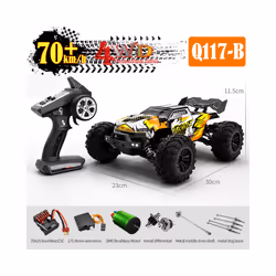 1:16 4WD RC Car 70KM/H With Led Lights 2.4G Inductor Remote Control Off-Road Cars High Speed Brushless - Q117-B-orange