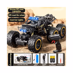 New 6WD Oversize Remote Control Car With Led Lights Spray 2.4G Radio RC Cars Off-Road Control Truck - 38CM Black 6WD