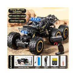 New 6WD Oversize Remote Control Car With Led Lights Spray 2.4G Radio RC Cars Off-Road Control Truck - 38CM Black 6WD