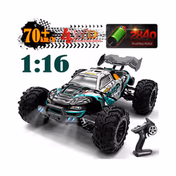 1:16 4WD RC Car 70KM/H With Led Lights 2.4G Inductor Remote Control Off-Road Cars High Speed Brushless - Q117-B-blue