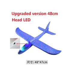 48cm Hand Throw Airplane EPP Foam Launch fly Glider Planes Model Aircraft Outdoor Fun Toys for Children - LED Blue 48cm