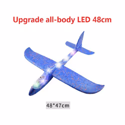48cm Hand Throw Airplane EPP Foam Launch fly Glider Planes Model Aircraft Outdoor Fun Toys for Children - Blue 48cm NO LED