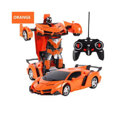 RC Car Deformation Car Mini 2 In 1 Car Toys Transform Car Robot Model Car Remote Control Toy Boys Gifts - orange