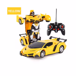 RC Car Deformation Car Mini 2 In 1 Car Toys Transform Car Robot Model Car Remote Control Toy Boys Gifts - yellow