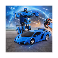 RC Car Deformation Car Mini 2 In 1 Car Toys Transform Car Robot Model Car Remote Control Toy Boys Gifts - blue white