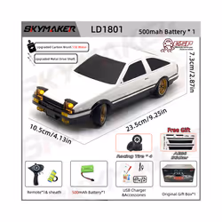 Skymaker AE86 Model LD1801 RX-7 FC LD1802 1:18 RC Drift Car 1/18 2.4G Remote Control ESP Gyroscope LED - LD1801-1B500-S