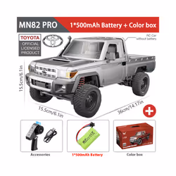MN82/MN82 PRO 1:12 Retro RC Car With LED Lights 4WD Remote Controlled Climbing Off-road Vehicle For - MN82PRO Silver 1B