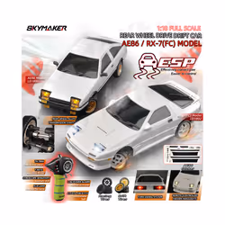 Skymaker AE86 Model LD1801 RX-7 FC LD1802 1:18 RC Drift Car 1/18 2.4G Remote Control ESP Gyroscope LED - LD1802-1B500