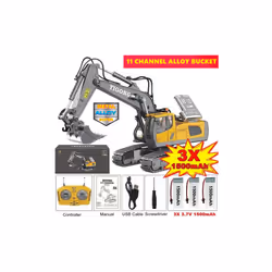 4WD Remote Control Excavator 4x4 Alloy Dump Truck Bulldozer Radio Model RC Car Construction Vehicle - Excavator 3Battery