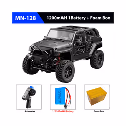 RC Crawler 4x4 Car MN128 2.4G Climbing Buggy Professional with LED Light Full Scale Remote Control - BLACK