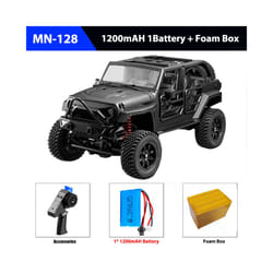 RC Crawler 4x4 Car MN128  2.4G Climbing Buggy Professional with LED Light Full Scale Remote Control - BLACK