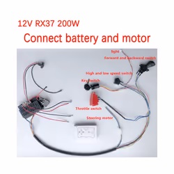 DIY 200W wire harness for children's electric car with switch and remote control receiver Ride On Toys - 12V RX37 A