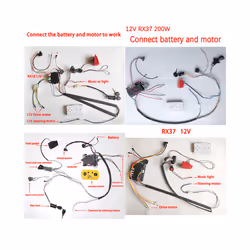 DIY  200W wire harness for children's electric car with switch and remote control receiver Ride On Toys - 12V RX37 A