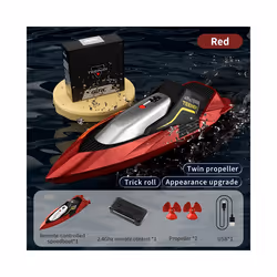 S5 2.4G RC Boat Waterproof Dual Motor High Speed Racing Speedboat Model Electric Radio Control Outdoor - S5-Red
