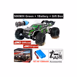 1:16 80km/h Brushless RC Drift Car With LED Lights 4WD Electric High Speed Racing Remote Control Monster - 4WD 50KM Green 1B