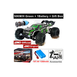 1:16 80km/h Brushless RC Drift Car With LED Lights 4WD Electric High Speed Racing Remote Control Monster - 4WD 50KM Green 1B