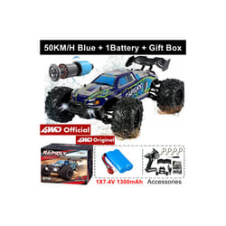 1:16 80km/h Brushless RC Drift Car With LED Lights 4WD Electric High Speed Racing Remote Control Monster - 4WD 50KM Blue 1B