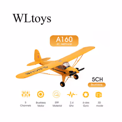 Hot Sale RC Plane RTF 2.4G Brushless Motor 3D/6G Remote Control Airplane  Wltoys A160 Upgraded J3-CUB - 2BC New  Version