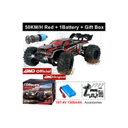 1:16 80km/h Brushless RC Drift Car With LED Lights 4WD Electric High Speed Racing Remote Control Monster - 4WD 50KM Red 1B