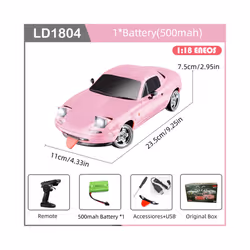 LDRC LD1804 RC Drift Car 1/18 Model  2.4G 2WD ESP Gyroscope LED Lights Full Scale Controlled Model Children - LD1804-Pi-1B500 ...