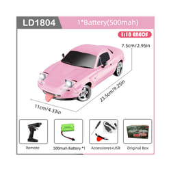 LDRC LD1804 RC Drift Car 1/18 Model  2.4G 2WD ESP Gyroscope LED Lights Full Scale Controlled Model Children - LD1804-Pi-1B500-OB