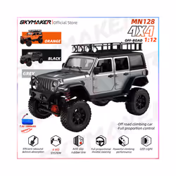 MN128 1/12 RC Car 4WD Jeep Model 2.4G Remote Control LED Light 4X4 Off Road 4WD Climbing RC Truck Electric - Grey-1B1200