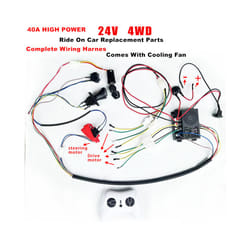 DIY  200W wire harness for children's electric car with switch and remote control receiver Ride On Toys - 24V 40A 4WD