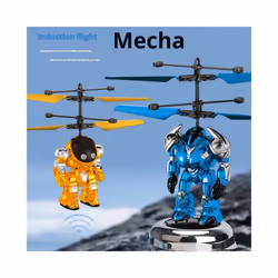 Intelligent Sensing Aircraft Mech Warrior Flying Robot Luminescent Suspension Gesture Sensing Flying - D-Blue
