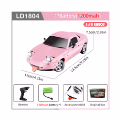LDRC LD1804 RC Drift Car 1/18 Model  2.4G 2WD ESP Gyroscope LED Lights Full Scale Controlled Model Children - LD1804-Pi-1B120 ...