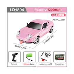 LDRC LD1804 RC Drift Car 1/18 Model  2.4G 2WD ESP Gyroscope LED Lights Full Scale Controlled Model Children - LD1804-Pi-1B1200-OB