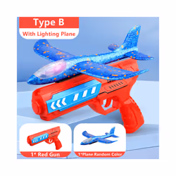 Kids Airplane Launcher Toys 13.2'' LED Foam Glider Catapult Gun Plane Toy for Boys Outdoor Flying Toys - Type B - Red Gun