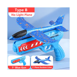 Kids Airplane Launcher Toys 13.2'' LED Foam Glider Catapult Gun Plane Toy for Boys Outdoor Flying Toys - Type A - Blue Gun