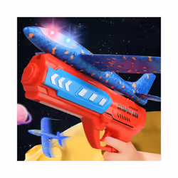 Kids Airplane Launcher Toys 13.2'' LED Foam Glider Catapult Gun Plane Toy for Boys Outdoor Flying Toys - Type A - Blue Gun