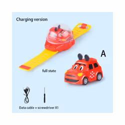 Mini Cartoon RC Small Car Analog Watch Remote Control Cute Infrared Sensing Model Charge Toys For Children - infrared red A
