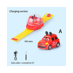 Mini Cartoon RC Small Car Analog Watch Remote Control Cute Infrared Sensing Model Charge Toys For Children - infrared red A