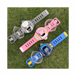 Mini Cartoon RC Small Car Analog Watch Remote Control Cute Infrared Sensing Model Charge Toys For Children - infrared red A