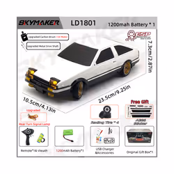 Skymaker AE86 Model LD1801 RX-7 FC LD1802 1:18 RC Drift Car 1/18 2.4G Remote Control ESP Gyroscope LED - LD1801-1B1200-L-S