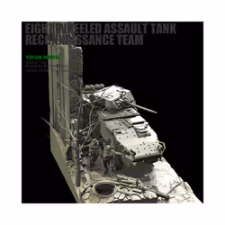 YUFAN MODEL1/48 resin soldier figure Eight-wheeled armored car scene ( soldier 5+ scene platform) self-assembled