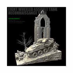YUFAN MODEL1/48 resin soldier figure Eight-wheeled armored car scene ( soldier 5+ scene platform) self-assembled