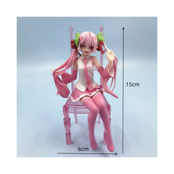 Japanese Anime Hatsune Miku Figure Sexy Character Ornaments  white pink chair Kawaii Car Decoration - 1pcs- pink chair