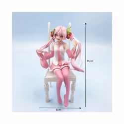 Japanese Anime Hatsune Miku Figure Sexy Character Ornaments white pink chair Kawaii Car Decoration - 1pcs- white chair